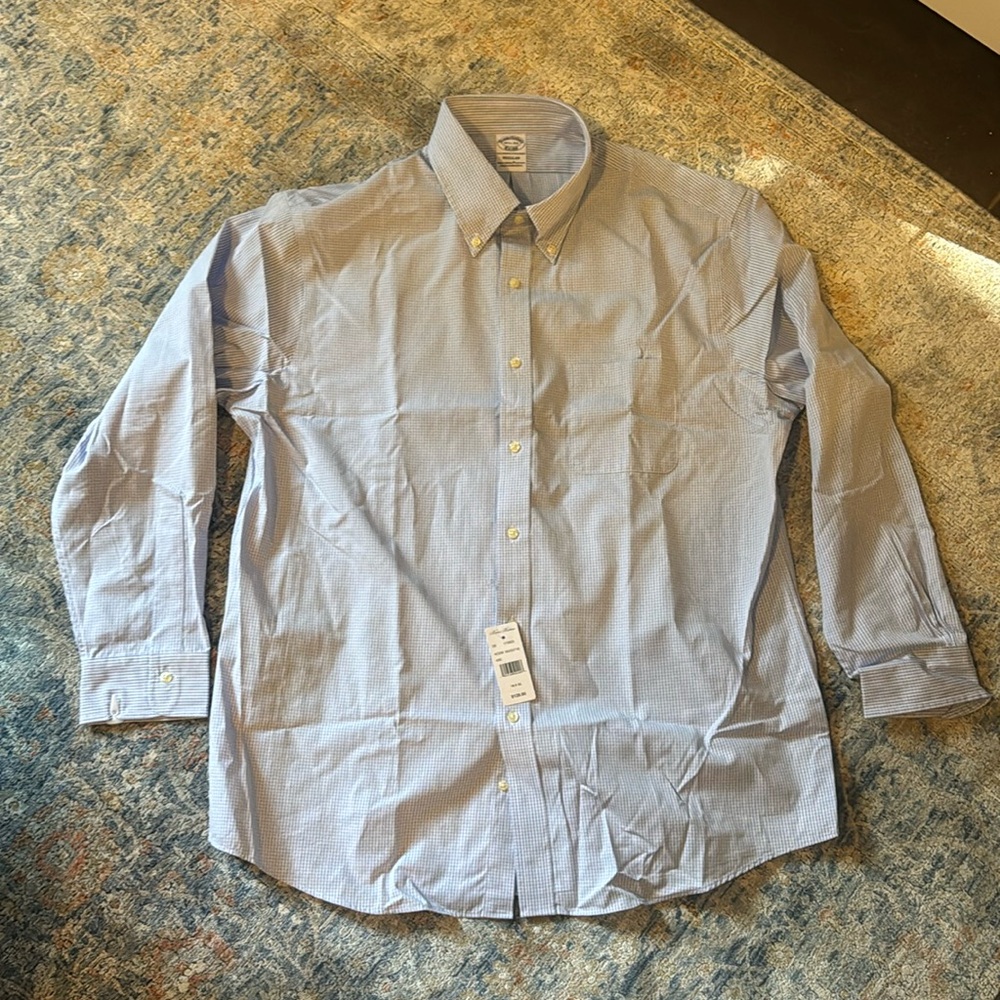 NWT brooks brothers checker polo long sleeve button up polo shirt